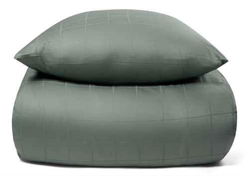 Se Sengetøj 140x200 cm - Blødt, jacquardvævet bomuldssatin - Check grøn - By Night sengesæt hos Shopdyner.dk